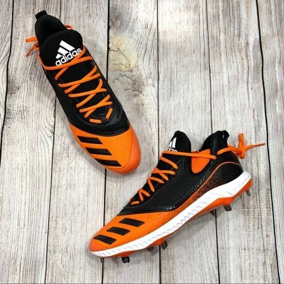 Adidas Orange Black Icon Bounce Baseball Cleats Size 16 - Picture 1 of 7